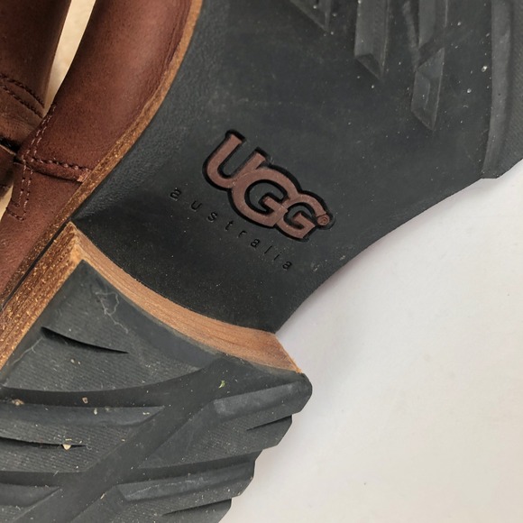 UGG Australia Chrystie Leather Shearling Lined Tall Riding Boots Sz 8 Brown 5512 - Picture 16 of 16